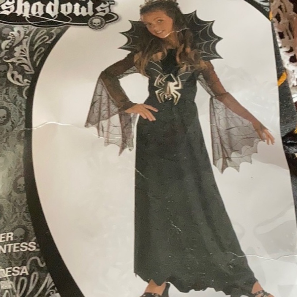 Halloween Costume Spider Queen Dress Velvet Shimmer Girls Sparkly Flowy